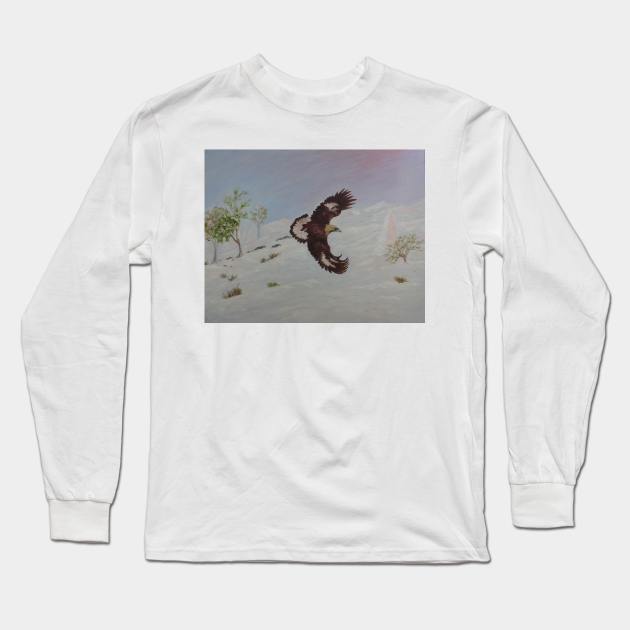 Snow Eagle Long Sleeve T-Shirt by DeerSpirit